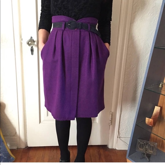 🌙SOLD🌙 vintage button up skirt purple wool small - Picture 2 of 5